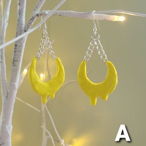 Handmade clay crescent moon earrings